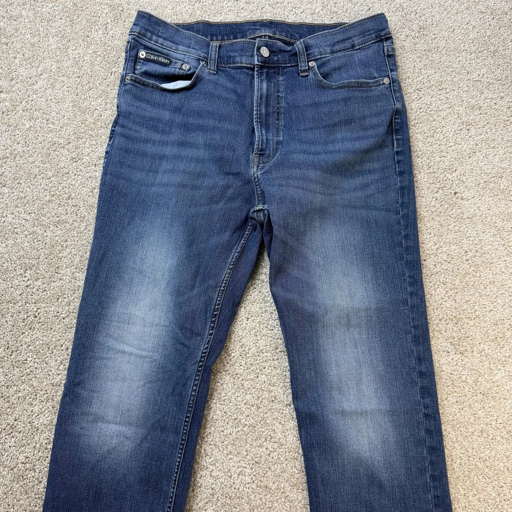Calvin Klein Jeans Mens 32x29 Medium Blue Denim Regular Straight Stretch Casual
